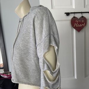 Nwt destroyed crop hoodie sweatshirt size xs